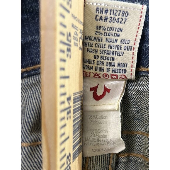 VTG True Religion Jeans Joey Big T Women’s Flared Legs Denim Blue Sz 29 USA Rare - Picture 13 of 14